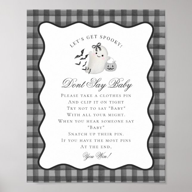 Póster Black Gingham Little Boo Ghost Dont Say Baby Game (Frente)