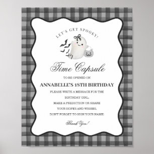 Póster Black Gingham Little Boo Ghost Time Capsule Game
