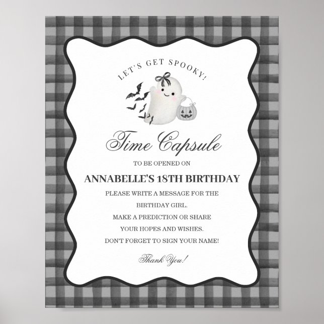 Póster Black Gingham Little Boo Ghost Time Capsule Game (Frente)