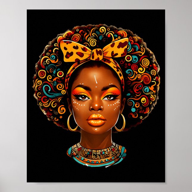 Póster Black Girl Magic Afro Melanin Queen African Americ (Frente)