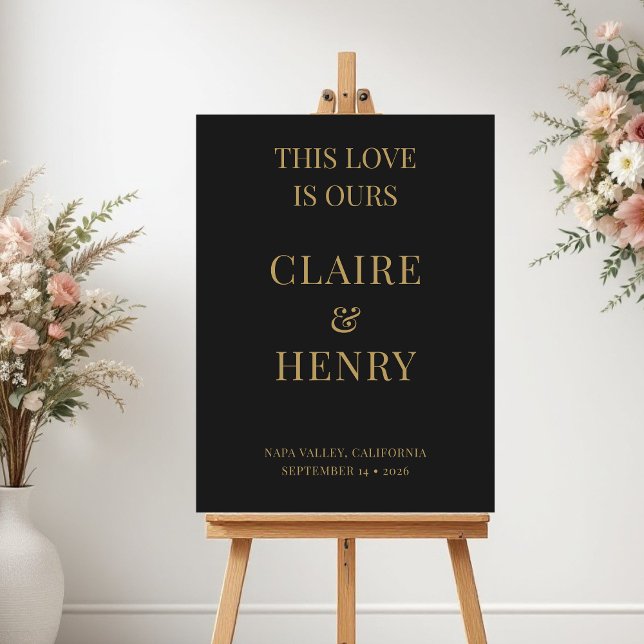 Póster Black Gold Minimalist Wedding Welcome Sign (Subido por el creador)