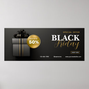 Póster Black Gold Modern Black Friday Sale Poster al aire