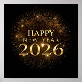 Póster black gold new year poster 2026