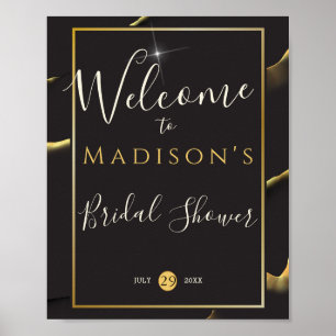 Póster Black Golden Abstract Bridal Shower