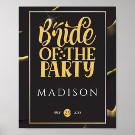 Póster Black Golden Abstract Fabulous Fun Bridal Shower