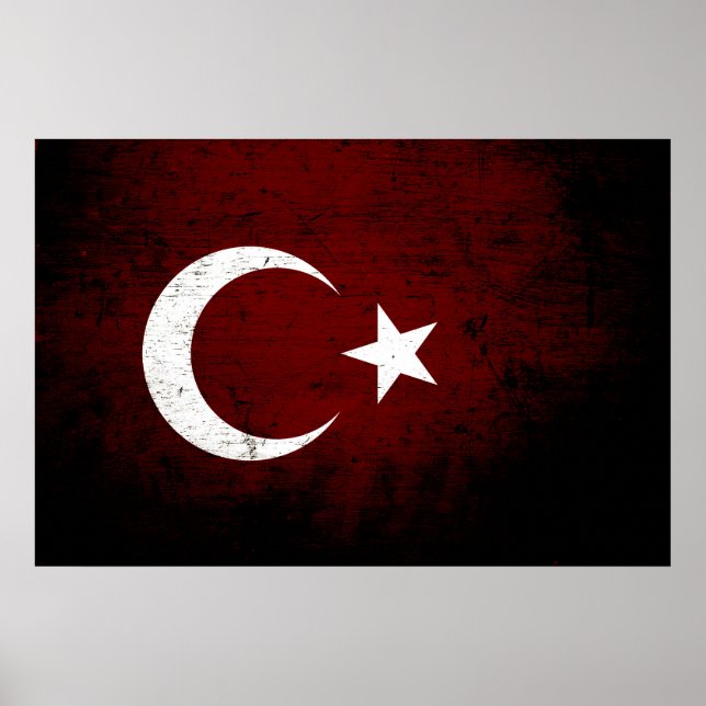 Póster Black Grunge Turkey Flag (Frente)