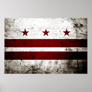 Póster Black Grunge Washington DC Flag