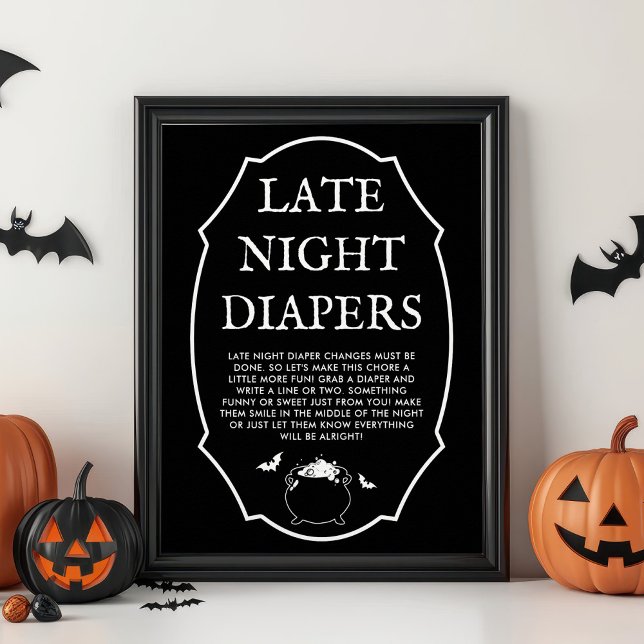 Póster Black Halloween Baby Shower Late Night Diapers (Subido por el creador)