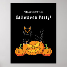 Póster Black Halloween "Cat And Pumpkin"
