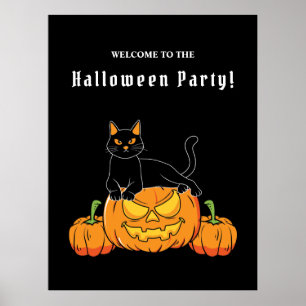 Póster Black Halloween "Cat And Pumpkin"