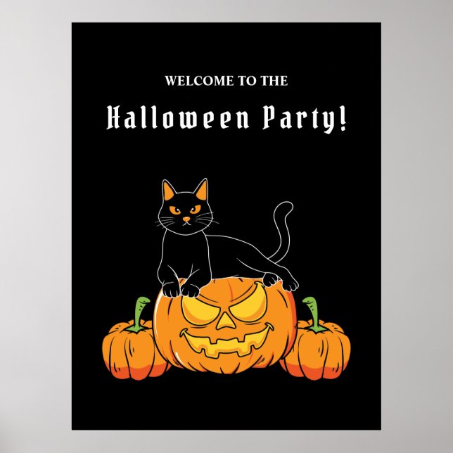 Póster Black Halloween "Cat And Pumpkin" (Frente)
