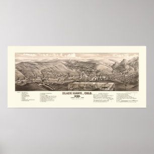 Póster Black Hawk, CO Panoramic Map - 1882