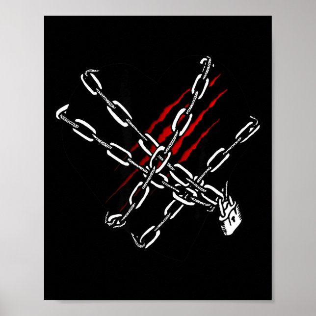 Póster Black Heart Red Chains Cool Gothic Valentine's Day (Frente)