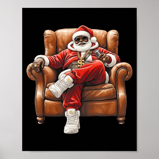 Póster Black Hip Hop Santa Claus African American Santa  (Frente)
