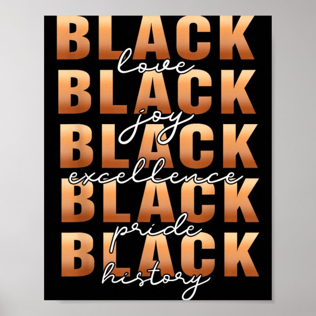 Póster Black History Black Love Joy Exellence Pride Melan (Frente)