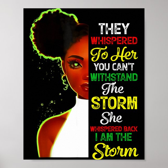 Póster Black History Month African Girl Woman Afro I Am T (Frente)