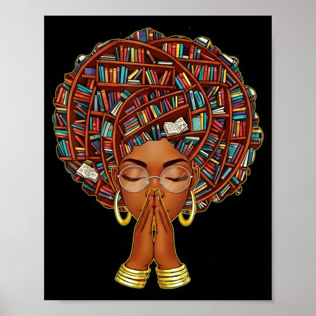 Póster Black History Month Afro Book Lover Women Girls Li (Frente)
