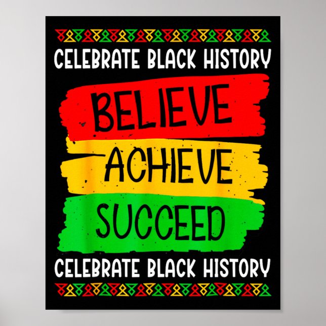Póster Black History Month Believe Achieve Succeed Melani (Frente)