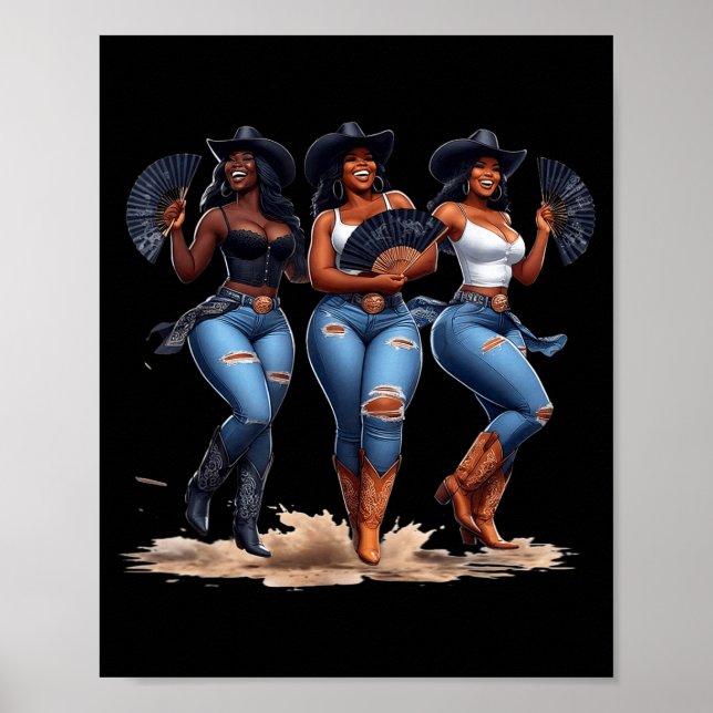 Póster Black History Month Cowgirl Western Afro Black Wom (Frente)