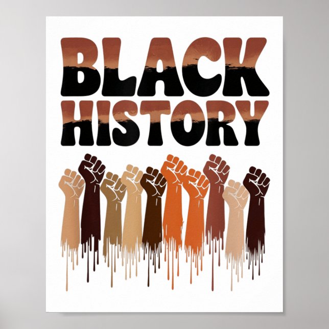 Póster Black History Month Hands Symbol Afro Motivation  (Frente)