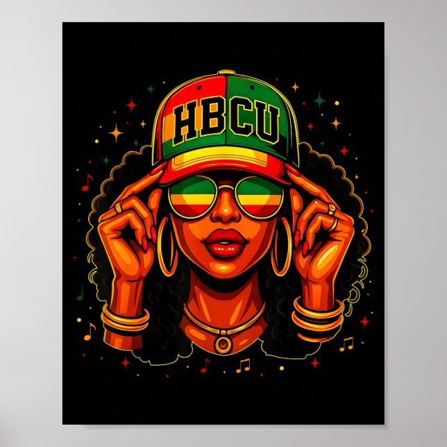 Póster Black History Month Hbcu Black Afro Educated Girl  (Frente)