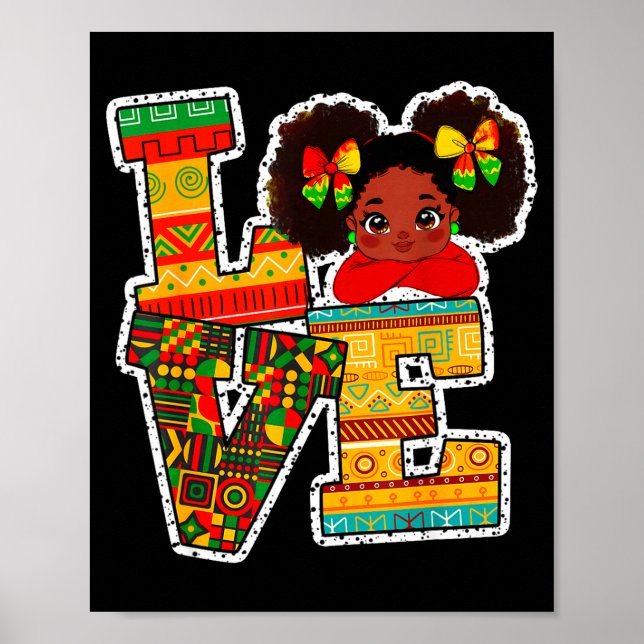 Póster Black History Month Love Afro Toddler Girls Americ (Frente)