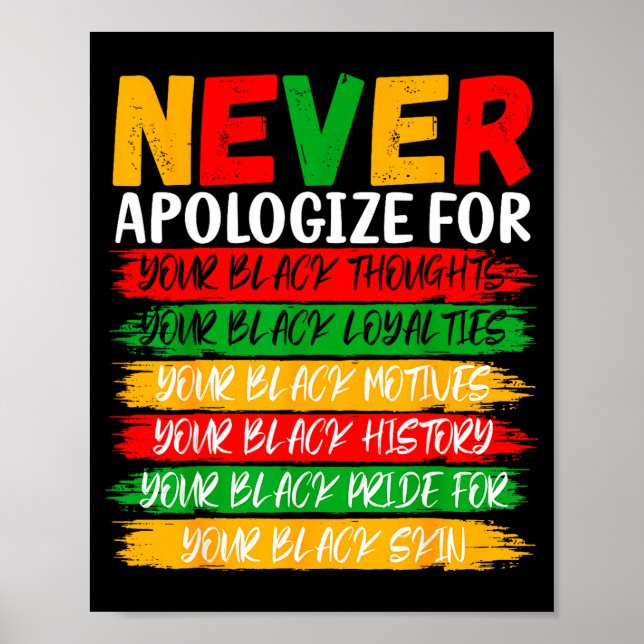 Póster Black History Never Apologize For Your Blackness M (Frente)