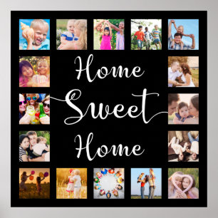 Póster Black Home Sweet Home 14 Family Photo Collage