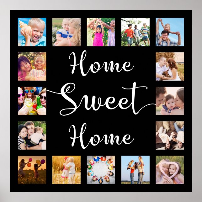 Póster Black Home Sweet Home 14 Family Photo Collage (Frente)