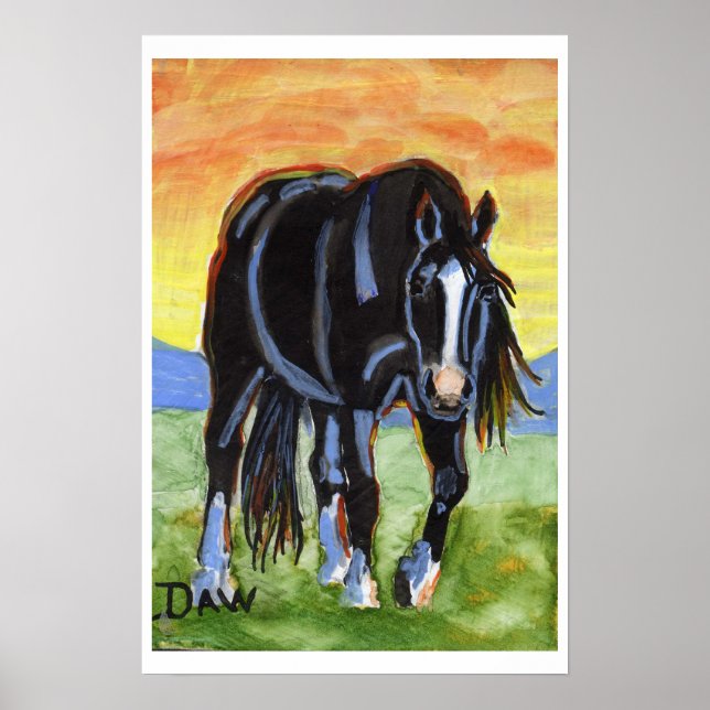 Póster Black Horse in the Sunset (Frente)