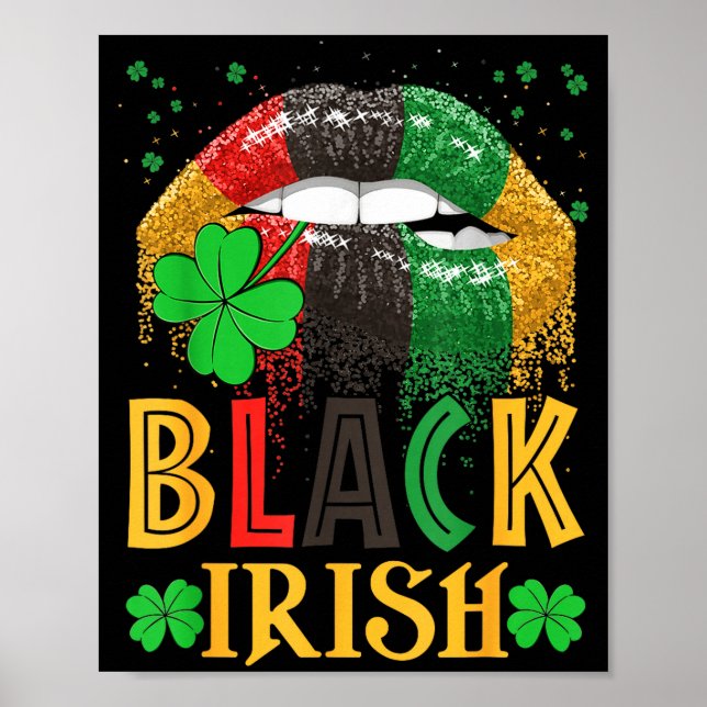 Póster Black Irish Dripng Lips African American St Patric (Frente)