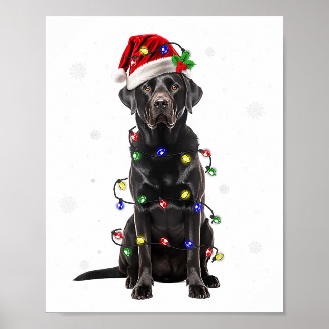 Póster Black Lab Labrador Árbol de Navidad Luz Pajama Per (Frente)