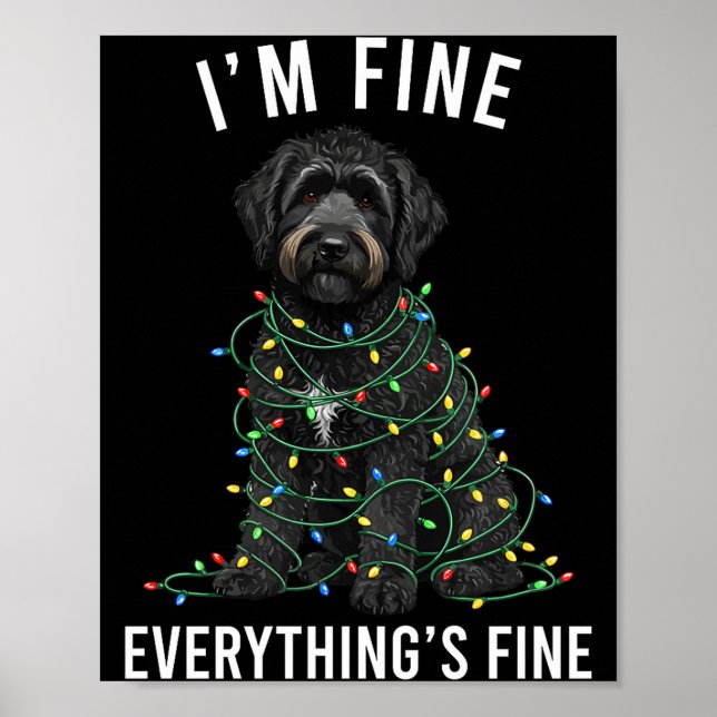 Póster Black Labradoodle Christmas I'm Fine Everything Is (Frente)