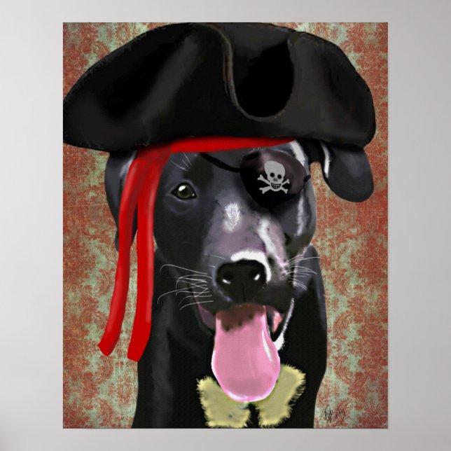 Póster Black Labrador Pirate Dog (Frente)