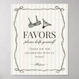 Póster Black Lingerie Bachelorette Party Favors Sign