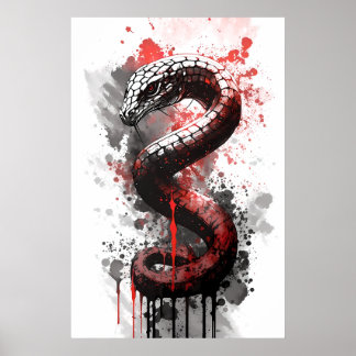 Póster Black Mamba Ink Painting
