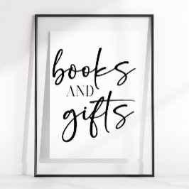Póster Black Modern Simple Script Baby Shower Books Gifts