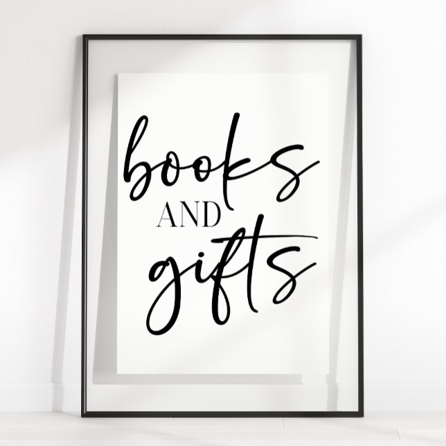 Póster Black Modern Simple Script Baby Shower Books Gifts (Subido por el creador)