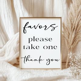 Póster Black Modern Simple Script Baby Shower Favors