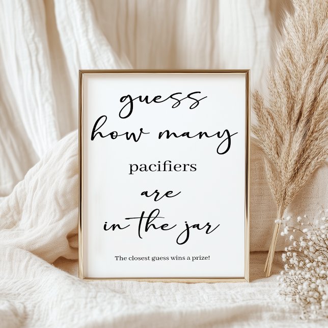 Póster Black Modern Simple Script Baby Shower Guess Game (Subido por el creador)