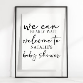Póster Black Modern Simple Script Baby Shower Sign