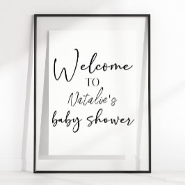 Póster Black Modern Simple Script Shower Sign