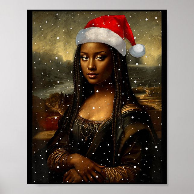 Póster Black Mona Lisa African American Christmas Santa H (Frente)