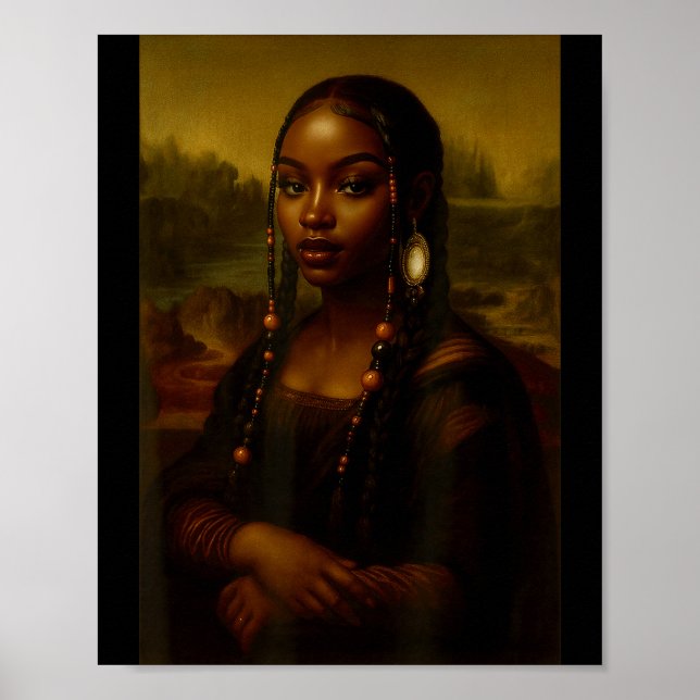 Póster Black Mona Lisa Afro African American Melanin Blac (Frente)