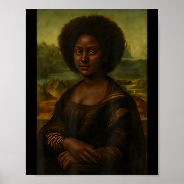 Póster Black Mona Lisa Afro African Melanin Black History (Frente)