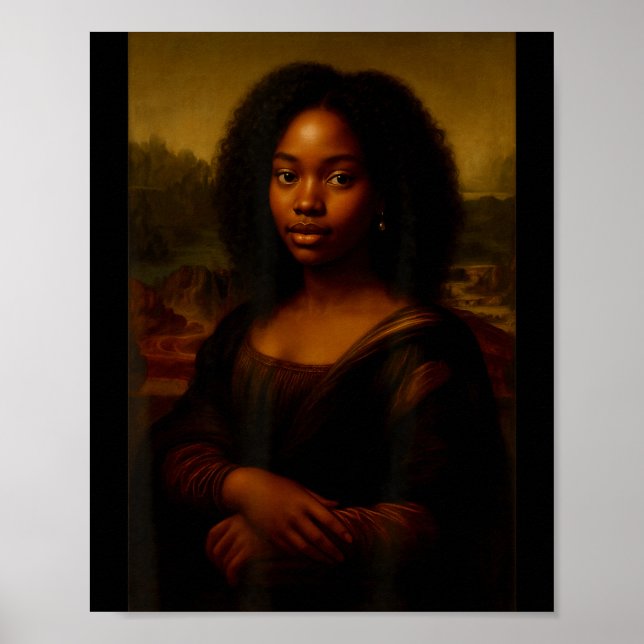 Póster Black Mona Lisa Afro African Melanin Black History (Frente)