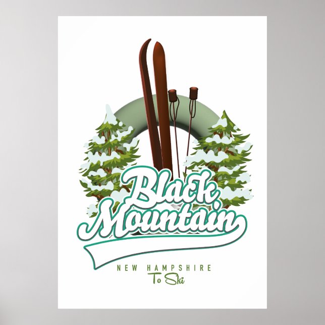 Póster Black Mountain New Hampshire Ski logo. (Frente)