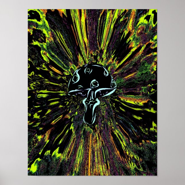 Póster Black Mushroom Tye Dye (Frente)