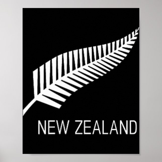 Póster Black New Zealand Fern Shirt Mens Black Proud Kiwi (Frente)