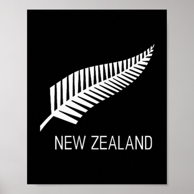 Póster Black New Zealand Fern Shirt Mens Black Proud Kiwi (Frente)